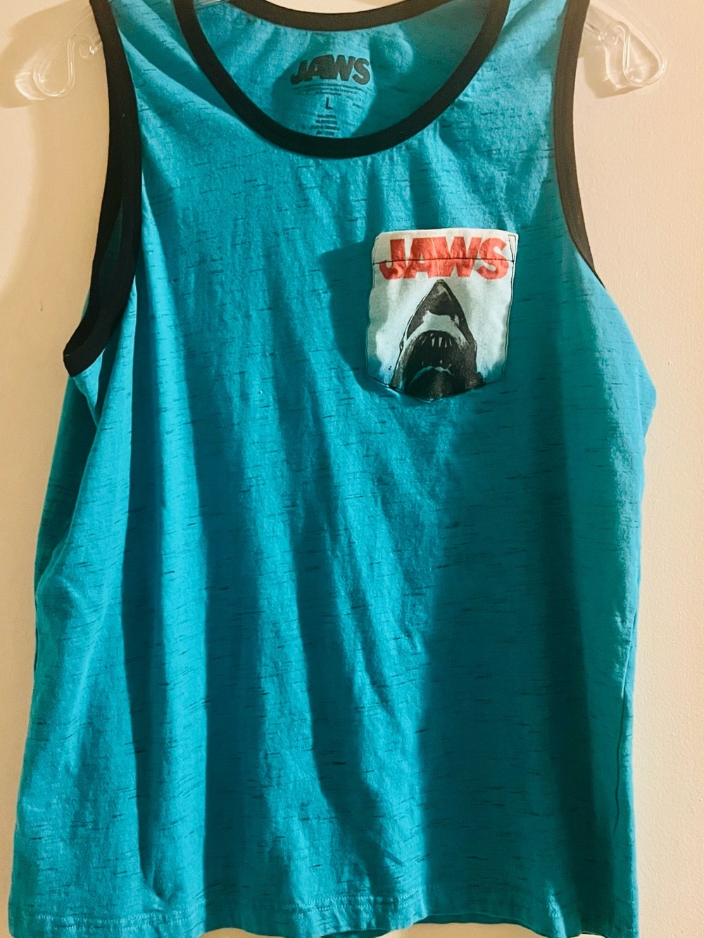 Jaws Pocket Tank Top - Teal Sleeveless Shirt